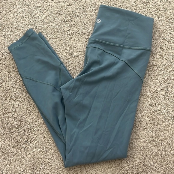 Lululemon In Movement Leggings Everlux Size 6 Mystic Green - Picture 4 of 6
